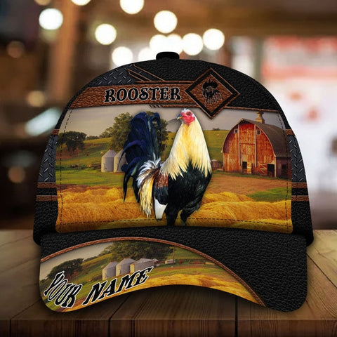 PREMIUM ROOSTER LEATHER PATTERN FOR ROOSTER LOVERS PERSONALIZED CAP
