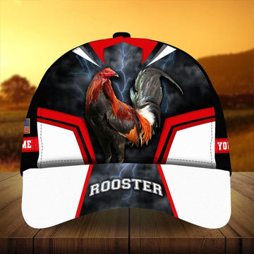 SUPER COOL ROOSTER FOR ROOSTER LOVER RED 3D PERSONALIZED CAP