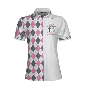 Joycorners Jesus Is My Savior Golf Is My Therapy Women Polo Shirt