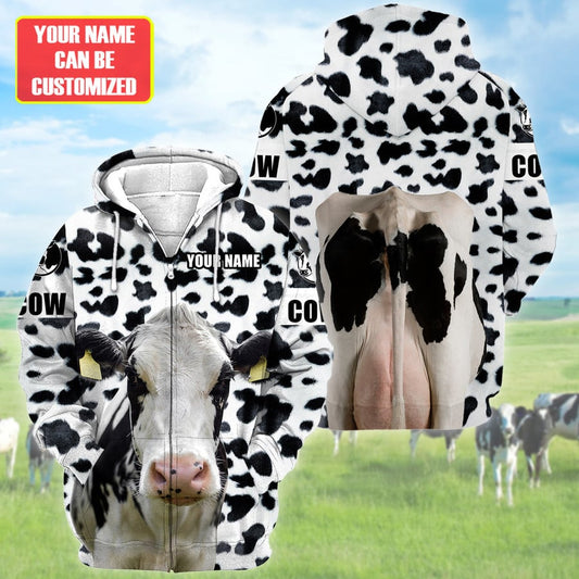 Joycorners Personalized Name Cow All Over Printed Unisex Hoodie