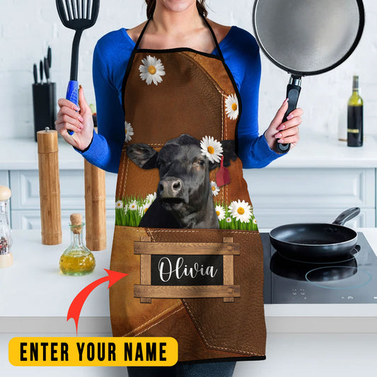 Joycorners Personalized Name Black Angus Cattle All Over Printed 3D Apron