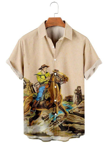 Joycorners Western Cowboy On Horse All Over Printed 3D Hawaiian Shirt