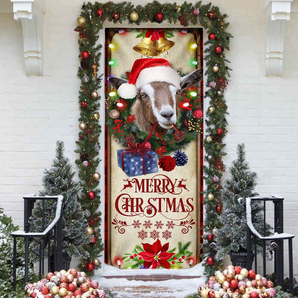 Joycorners Farm Cattle Goat Merry Christmas Door Cover