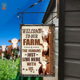 Joycorners Personalized Name Hereford Cattle Welcome to our farm All Printed 3D Metal Sign