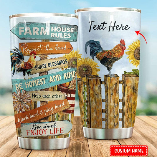 Joycorners Personalized Farm House Rules Chicken Tumbler