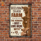 Joycorners Personalized Name Highland Cattle Welcome to our farm All Printed 3D Metal Sign