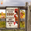 Joycorners Personalized Name Chicken Welcome to our farm All Printed 3D Metal Sign