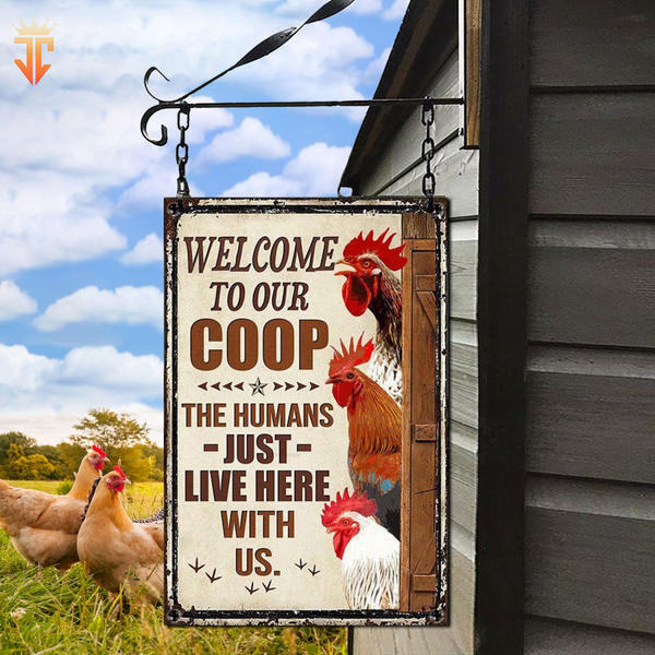 Joycorners Personalized Name Chicken Welcome to our farm All Printed 3D Metal Sign