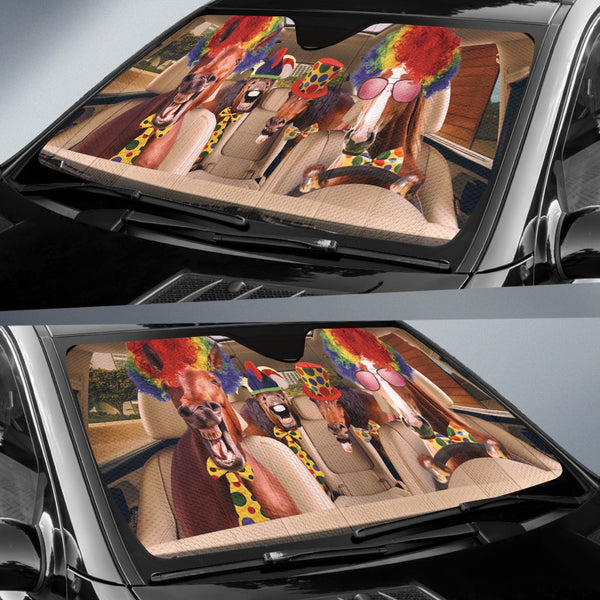 Joycorners Driving FUNNY HORSE CLOWNS All Over Printed 3D Sun Shade