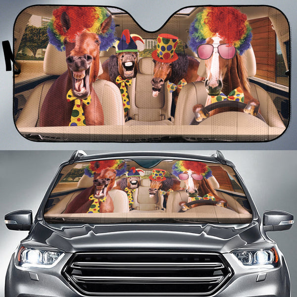 Joycorners Driving FUNNY HORSE CLOWNS All Over Printed 3D Sun Shade