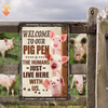 Joycorners Personalized Name Pig Welcome to our farm All Printed 3D Metal Sign