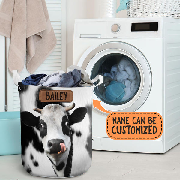 Joycorners Personalized Name Funny Holstein Cattle Laundry Basket