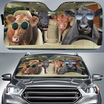 Joycorners Driving Angus Cattle All Over Printed 3D Sun Shade