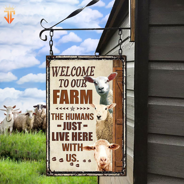 Joycorners Personalized Name Sheep Welcome to our farm All Printed 3D Metal Sign