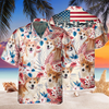 Joycorners Welsh Corgi Dog United States Flag Hawaiian Flowers All Over Printed 3D Hawaiian Shirt