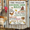 Personalized Chicken Coop Rules Customized Classic Metal Signs