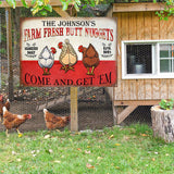 Joycorners Customized Name Farm Chicken Farm Fresh Butt Nuggets Come And Get 'Em All Printed 3D Metal Sign