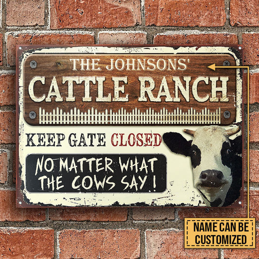 Joycorners Customized Name Dairy Farm Cattle Keep Gate Closed All Printed 3D Metal Sign