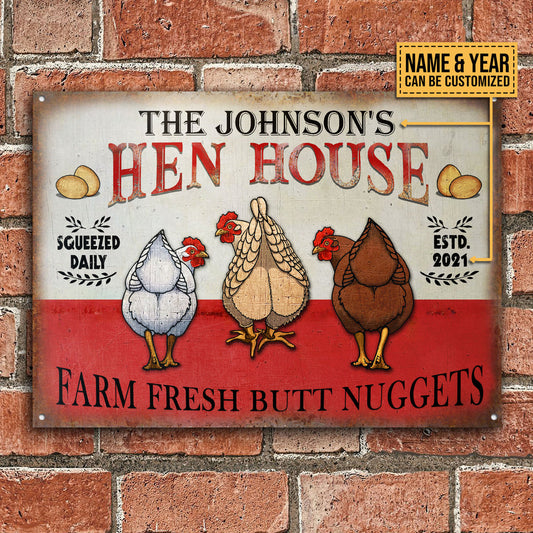 Joycorners Customized Name Farm Chicken Farm Fresh Butt Nuggets Hen House All Printed 3D Metal Sign