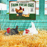 Personalized Chicken Farm Fresh Eggs Green Customized Classic Metal Signs