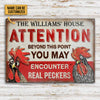 Personalized Chicken Attention Peckers Customized Classic Metal Signs