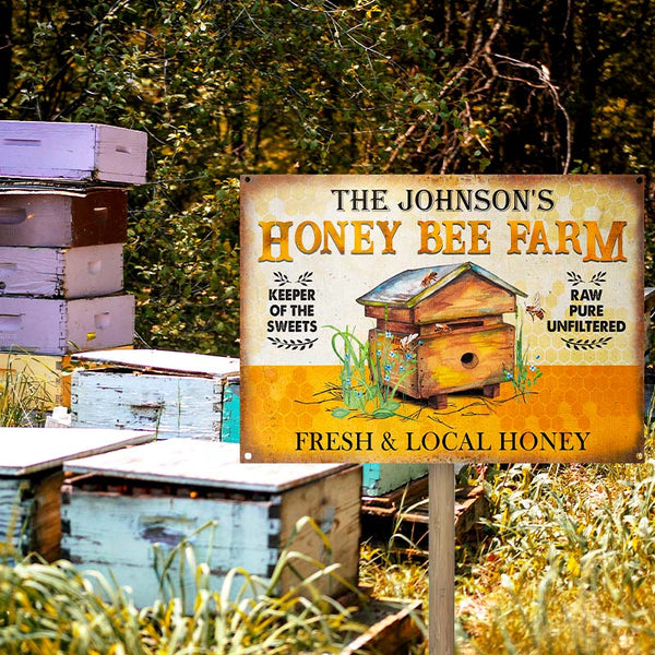 Personalized Bee Fresh Local Honey Customized Classic Metal Signs