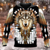 Joycorners Native American Wolf Black All Over Printed 3D Shirts