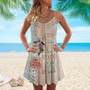 Joycorners Turtle On Sand Beach And Into The Ocean I Go, To Love My Mind & Find My Soul All Printed 3D Spaghetti Strap Summer Dress