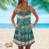 Joycorners Sea Turtles And Into The Ocean I Go, To Love My Mind & Find My Soul All Printed 3D Spaghetti Strap Summer Dress