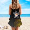 Joycorners Turtle Pattern White Golden All Printed 3D Spaghetti Strap Summer Dress