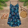 Joycorners Blue Turtle Pattern All Printed 3D Spaghetti Strap Summer Dress