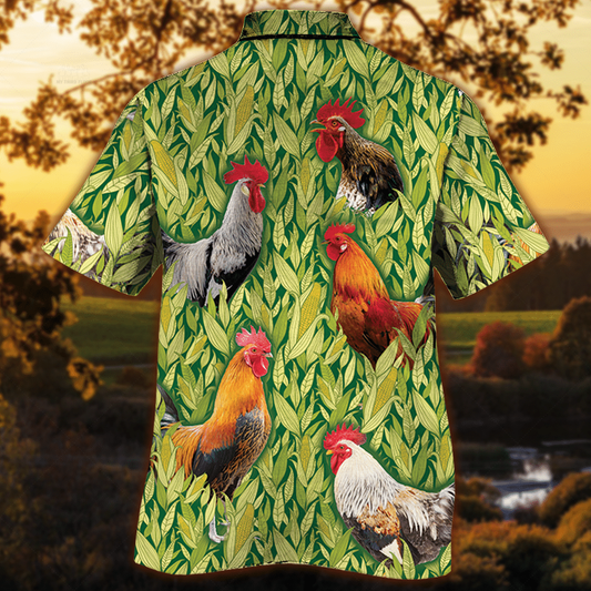 Joycorners Chicken Corn Pattern Hawaiian Shirt