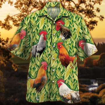 Joycorners Chicken Corn Pattern Hawaiian Shirt