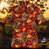 Joycorners Highland Cattle Autumn Leaves All Over Printed 3D Hawaiian Shirt