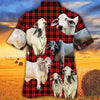 Joycorners Brahman Cattle Red Tartan Pattern All Over Printed 3D Hawaiian Shirt