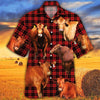 Joycorners Red Angus Cattle Red Tartan Pattern All Over Printed 3D Hawaiian Shirt