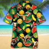 Joycorners Longhorn Cattle Tropical Fruits All Over Printed 3D Hawaiian Shirt