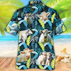 Joycorners Charolais Cattle Jungle Leaves All Over Printed 3D Hawaiian Shirt