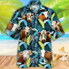 Joycorners Herefold Cattle Jungle Leaves All Over Printed 3D Hawaiian Shirt
