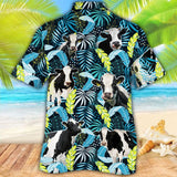 Joycorners Holstein Friesian Cattle Jungle Leaves All Over Printed 3D Hawaiian Shirt