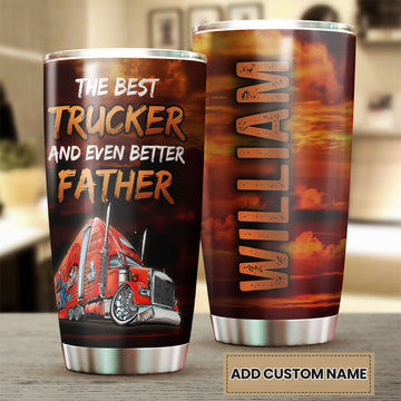 Joy corners Personalized Name Best Trucker Even Better Father Trucker Tumbler