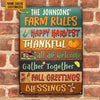 Joycorners Autumn Farm Rules Fall Greetings Harvest Season Rectangle Metal Sign Custom Name
