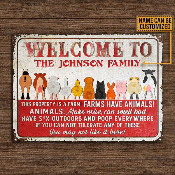 Joycorners Cute Farm Animals Rectangle Metal Sign Custom Name Nice Design