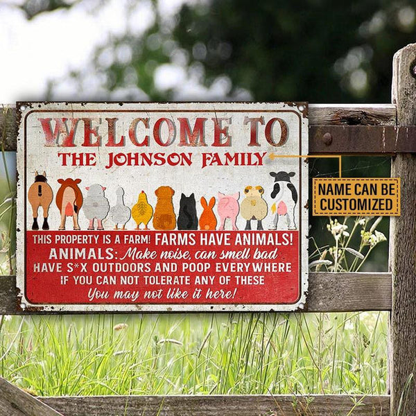 Joycorners Cute Farm Animals Rectangle Metal Sign Custom Name Nice Design