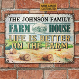 Joycorners Cute Farm House Better On The Farm Custom Name Rectangle Metal Sign
