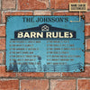 Joycorners Farm Barn Rules Blue Rectangle Metal Sign Custom Name