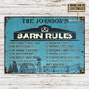 Joycorners Farm Barn Rules Blue Rectangle Metal Sign Custom Name