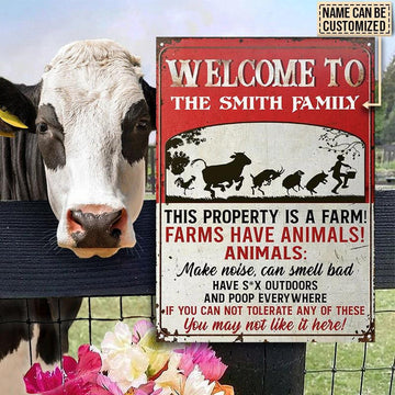 Joycorners Farm This Property Is A Farm Rectangle Metal Sign Custom Name Nice Design