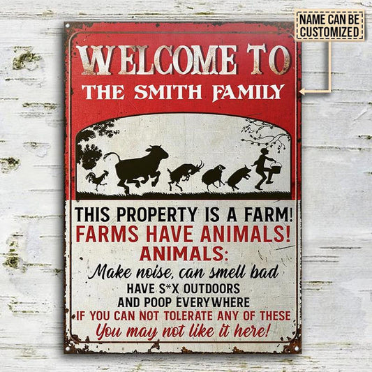 Joycorners Farm This Property Is A Farm Rectangle Metal Sign Custom Name Nice Design