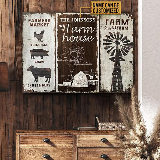 Joycorners Farm Sweet Farm Market Rustic Rectangle Metal Sign Custom Name